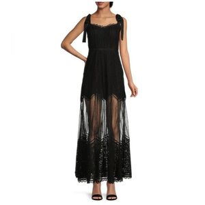 Gianni Bini Black Sheer Lace Maxi Dress